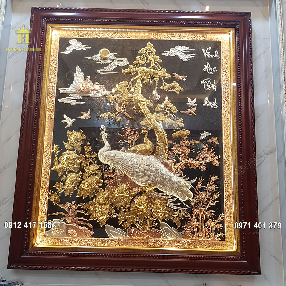 Bức tranh Vinh Hoa Phú Quý khổ đứng mạ tam khí 1m55