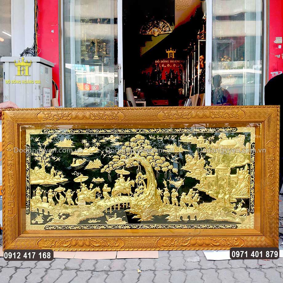 Tranh Vinh Quy Bái Tổ Bằng Đồng Mạ Vàng 24K 2M3