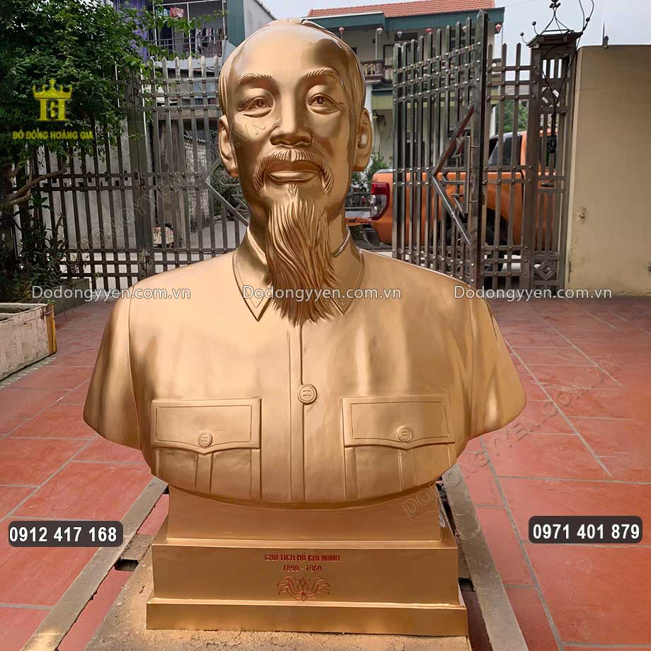 Tượng Bác Hồ Bán Thân Bằng Đồng Đỏ Cao 1M2