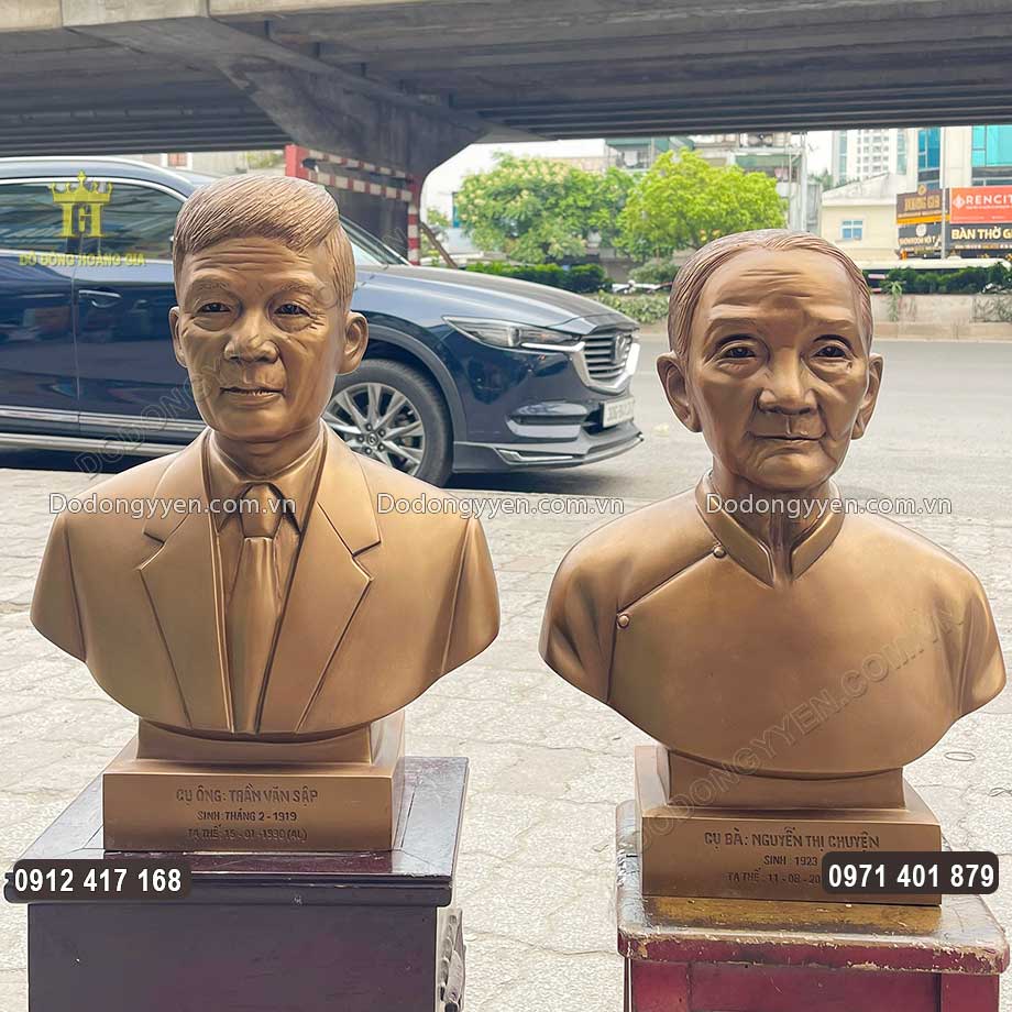 Tượng Chân Dung Bán Thân Cụ Ông Cụ Bà Bằng Đồng Đỏ