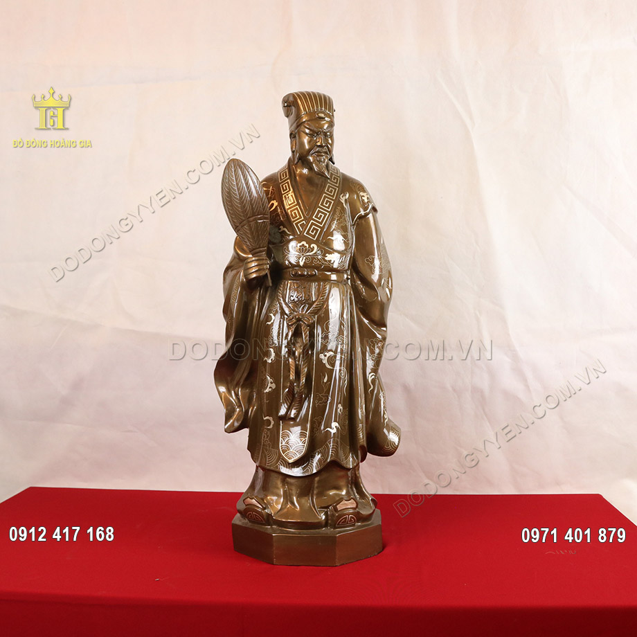 Tượng đồng Khổng Minh khảm tam khí Tượng đồng Khổng Minh khảm tam khí