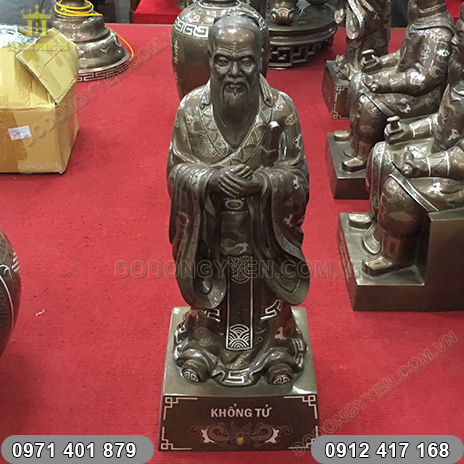 Tượng Đồng Khổng Tử Khảm Ngũ Sắc