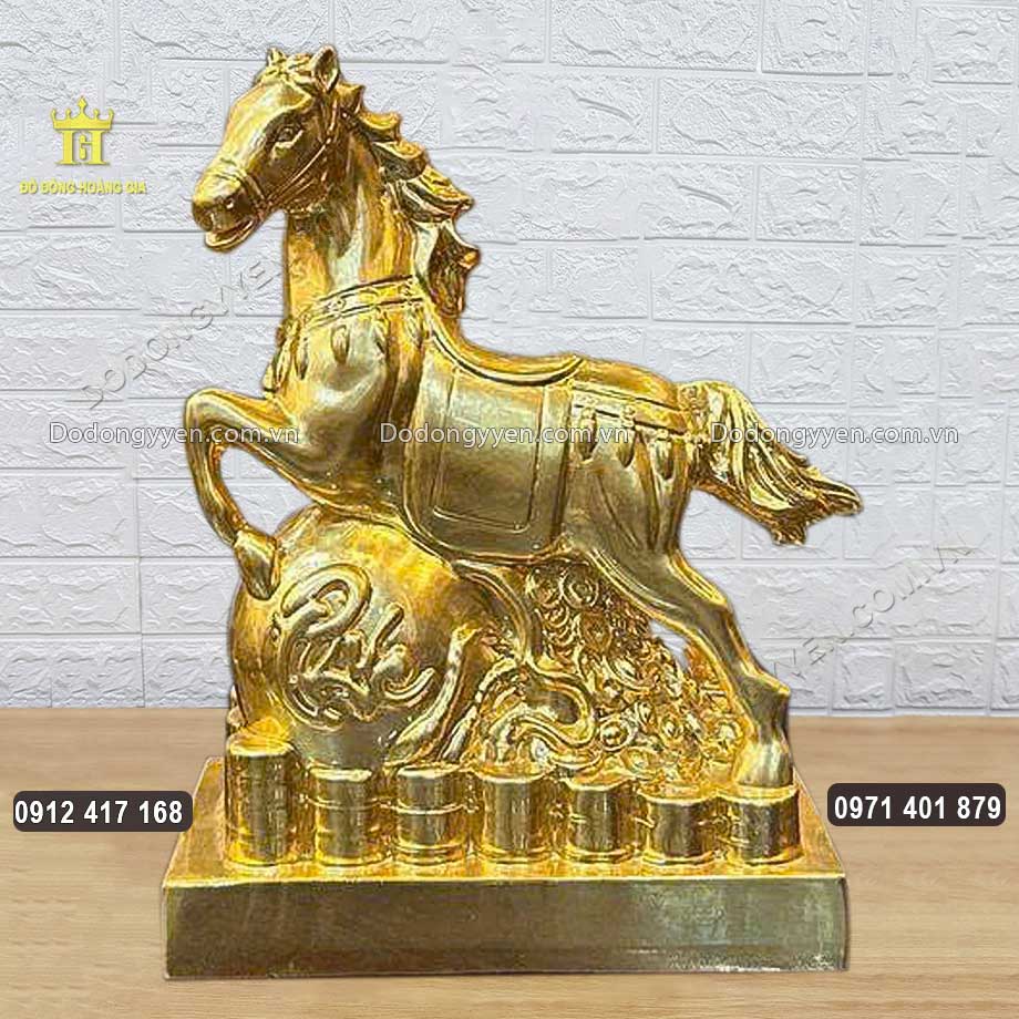 Tượng Đồng Kim Mã Bảo Phúc Mạ Vàng 24K