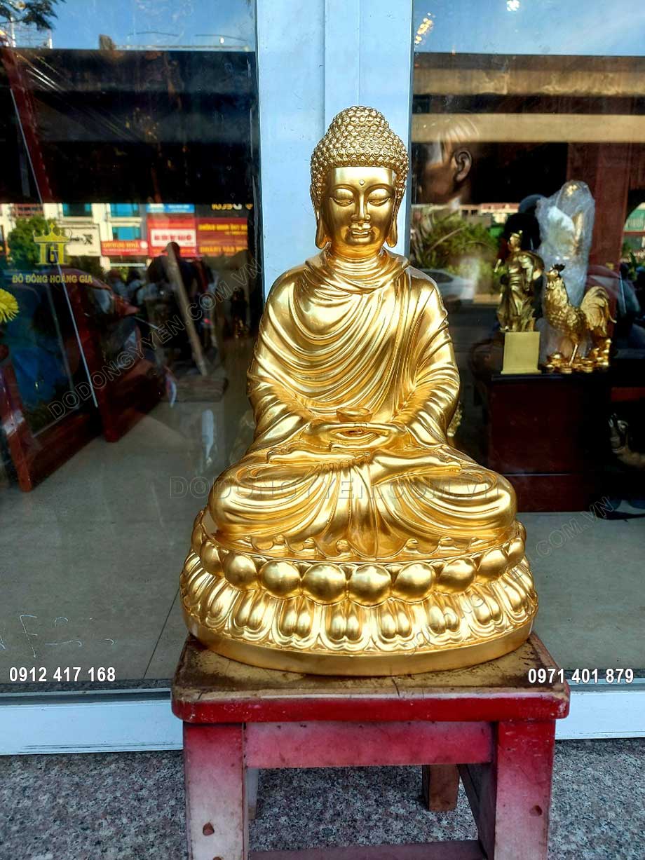 Tượng Đồng Phật Th&iacute;ch Ca M&acirc;u Ni D&aacute;t V&agrave;ng 9999 40Cm