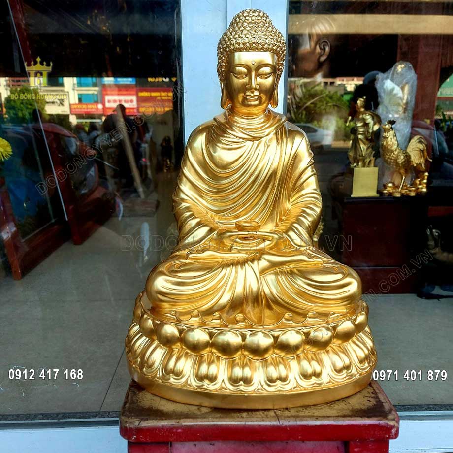Tượng Đồng Phật Thích Ca Mâu Ni Dát Vàng 9999 40Cm