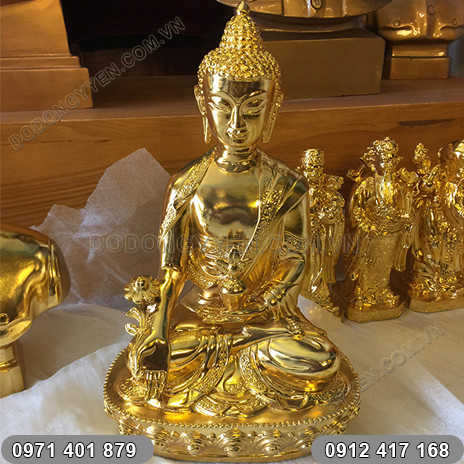 Tượng đồng phật Thích Ca Mâu Ni mạ vàng cao 30cm