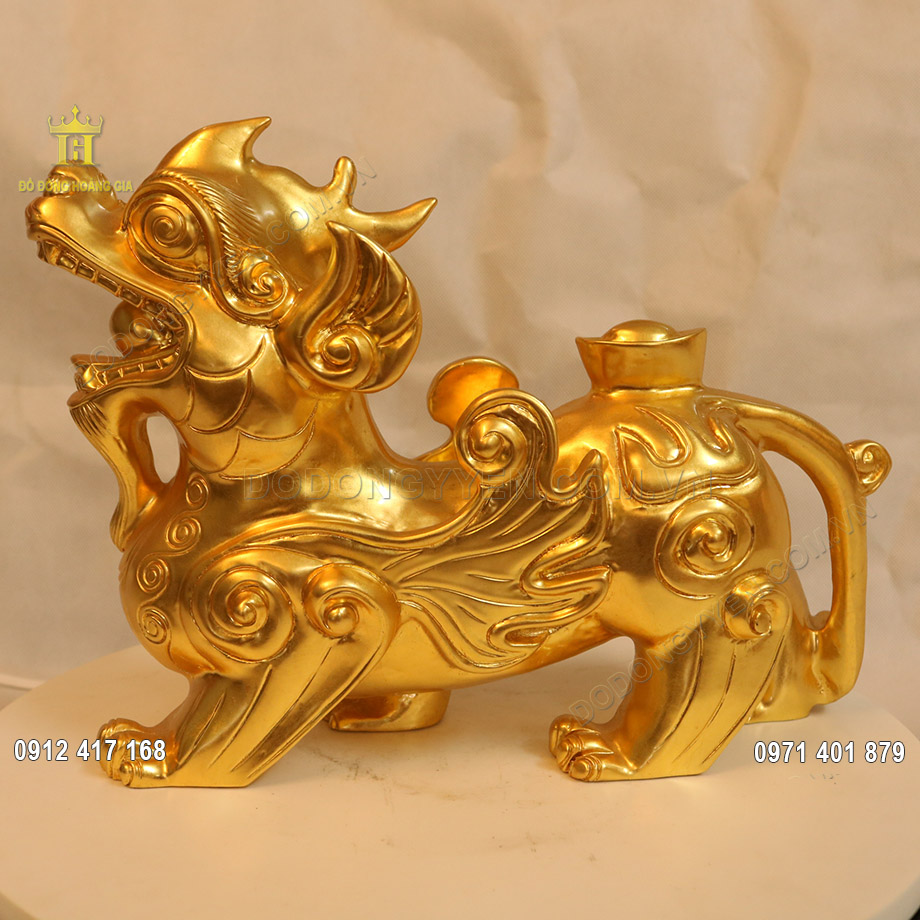 Tượng đồng Tỳ Hưu phong thủy dát vàng 24K