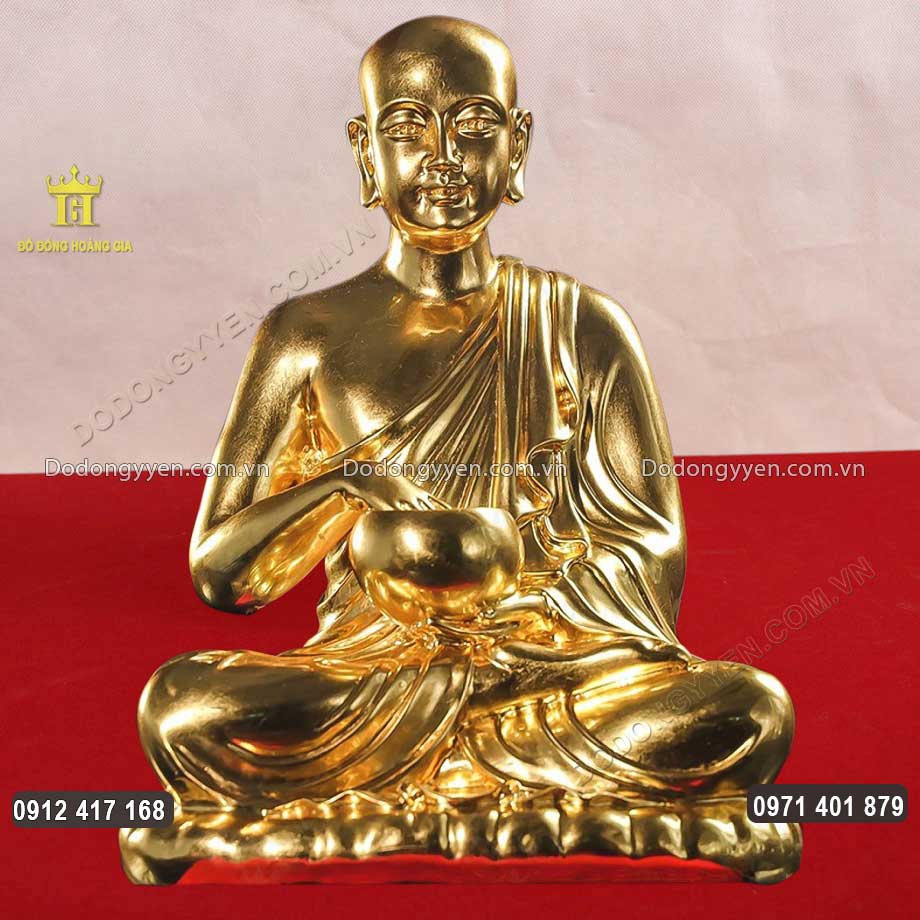 Tượng Đồng Thánh Tăng Sivali Dát Vàng 9999 Cao 38Cm