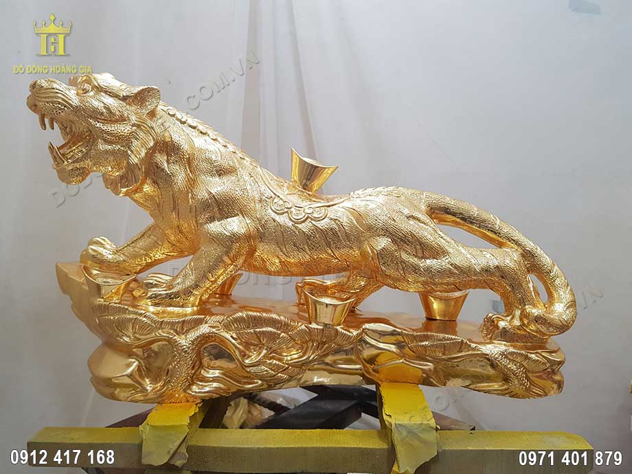 Tượng Hổ Phong Thủy Bằng Đồng Dát Vàng 9999 60Cm