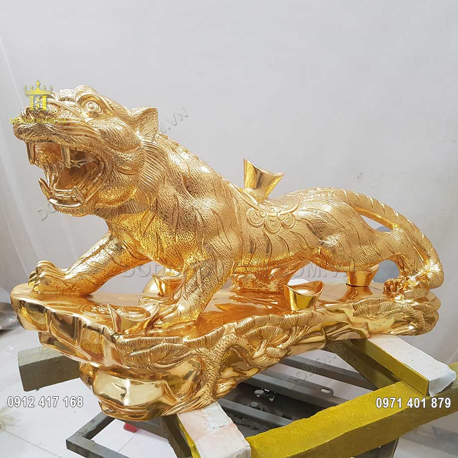 Tượng Hổ Phong Thủy Bằng Đồng Dát Vàng 9999 60Cm