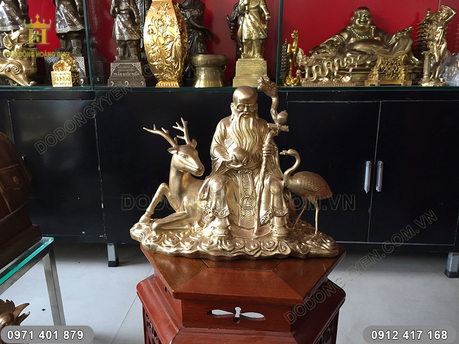 tượng &ocirc;ng thọ ngồi lưng hươu