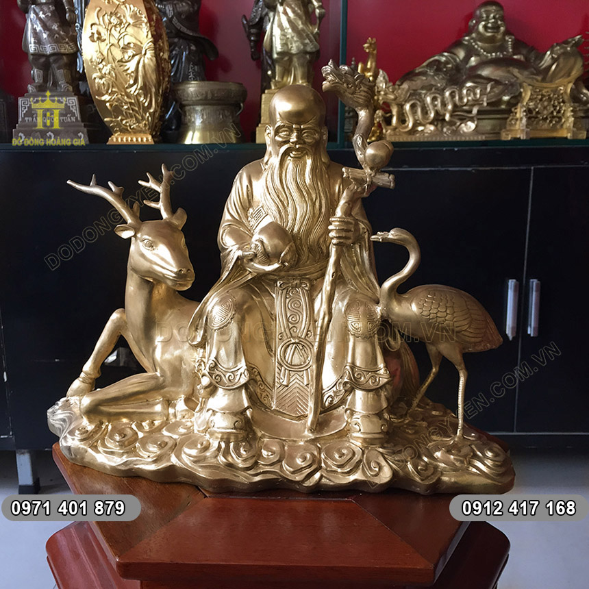 Tượng Ông Thọ Ngồi Trên Lưng Hươu Cầm Trái Đào Tượng Ông Thọ Ngồi Trên Lưng Hươu Cầm Trái Đào