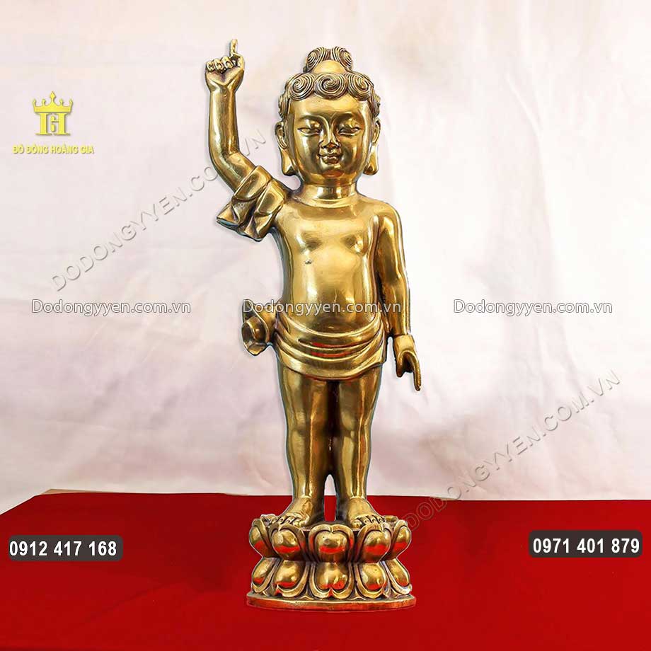 Tượng Phật Đản Bằng Đồng Vàng Đúc Thủ Công Tinh Xảo