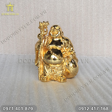 Tượng Phật Di Lặc đứng Mạ Vàng 24K cao 16cm