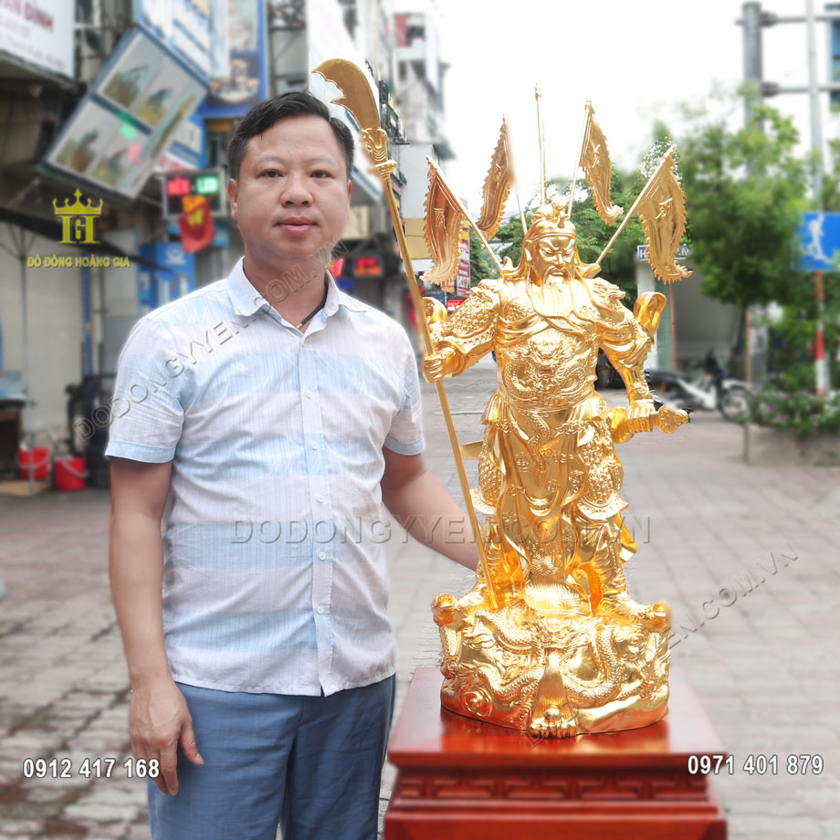 Tượng Quan Công Cầm Đao Bằng Đồng Mạ Vàng 24K Hàng VIP Tượng Quan Công Cầm Đao Bằng Đồng Mạ Vàng 24K Hàng VIP