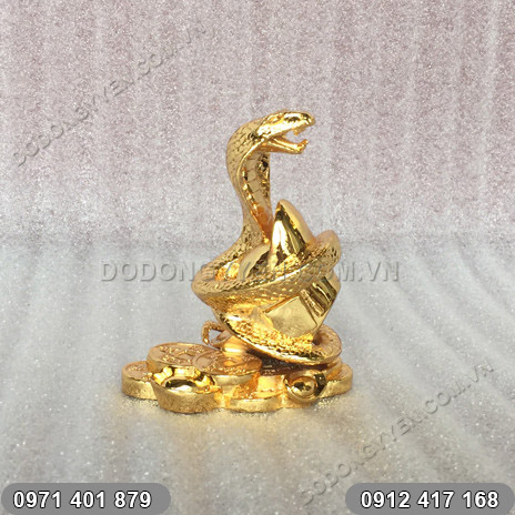 Tượng Rắn phong thủy cuộn bạc Mạ Vàng 24K quà tặng tuổi Tỵ