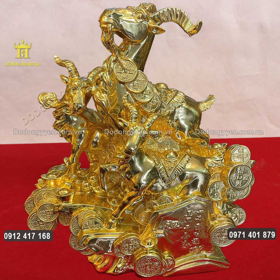 Tượng Tam Dương Khai Thái Dát Vàng 24K