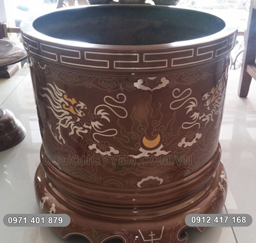 bát hương đồng khảm ngũ sắc bát hương khảm ngũ sắc