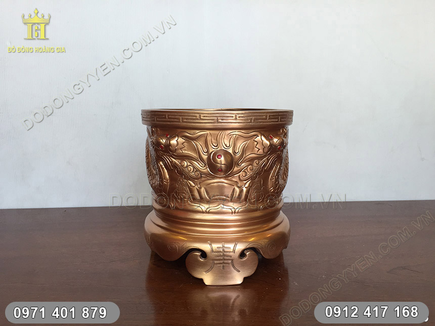 Bát Hương Đồng Rồng Chầu Mặt Nguyệt đường kính 20cm Bát Hương Đồng Rồng Chầu Mặt Nguyệt đường kính 20cm
