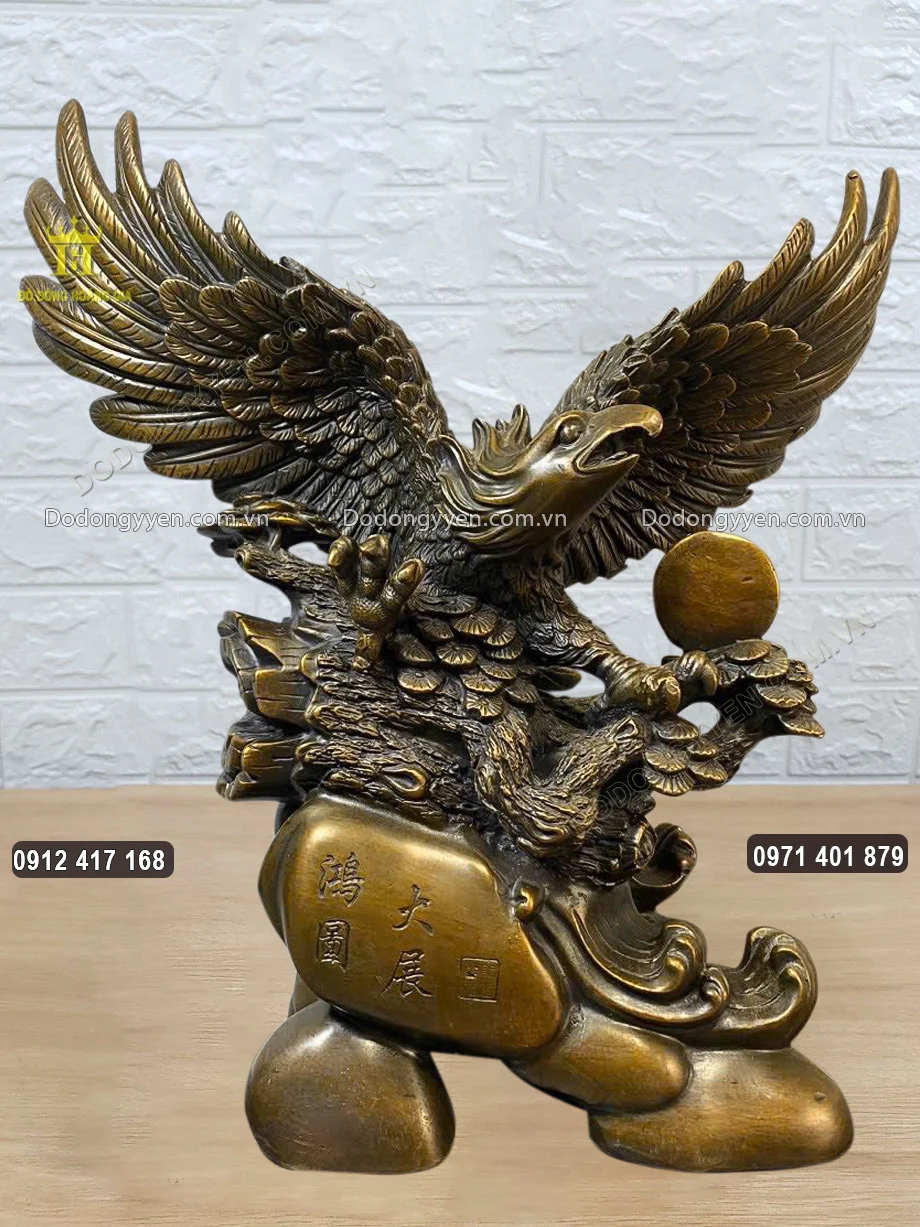 Tượng Đại B&agrave;ng Tung C&aacute;nh Bằng Đồng Hun N&acirc;u