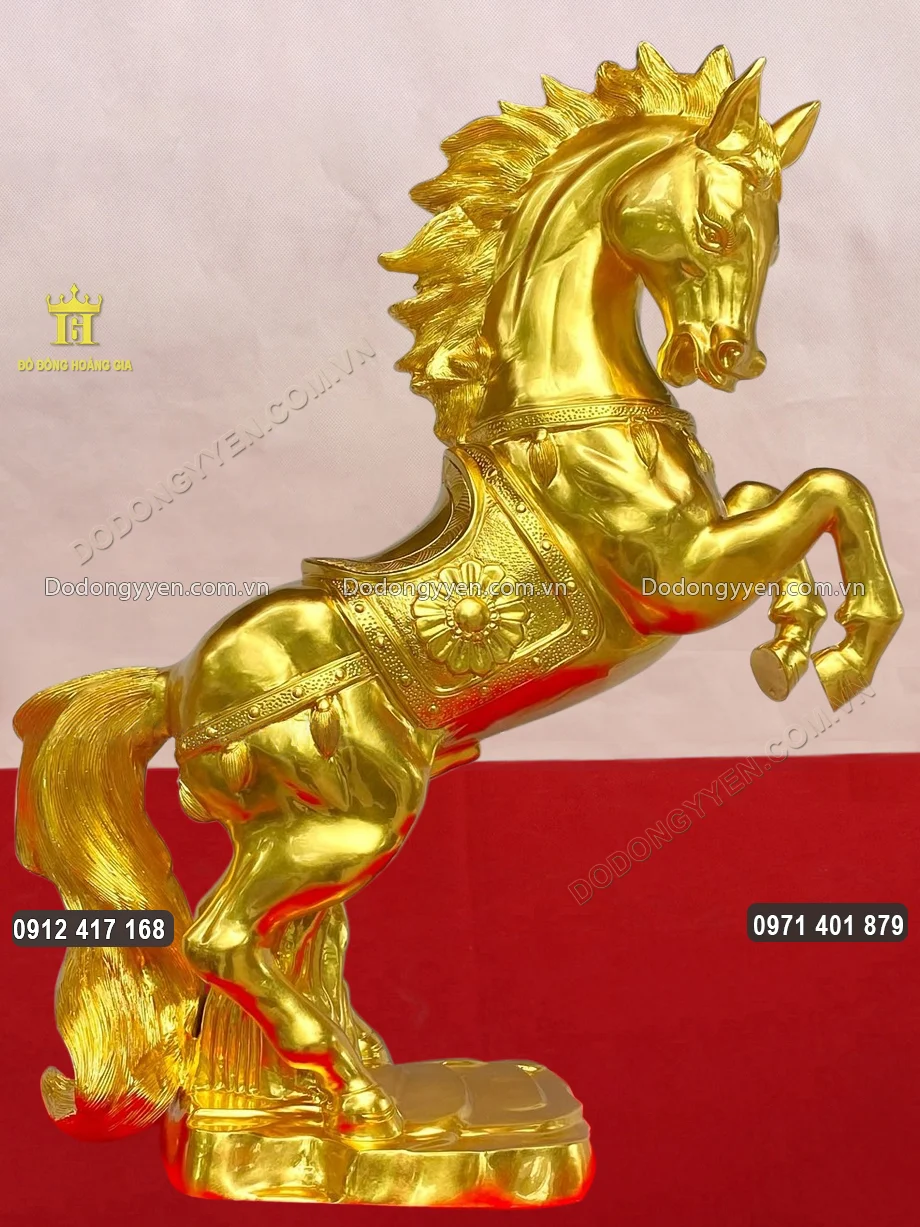 Tượng Độc M&atilde; Bằng Đồng Đỏ D&aacute;t V&agrave;ng 9999 Cao 90Cm