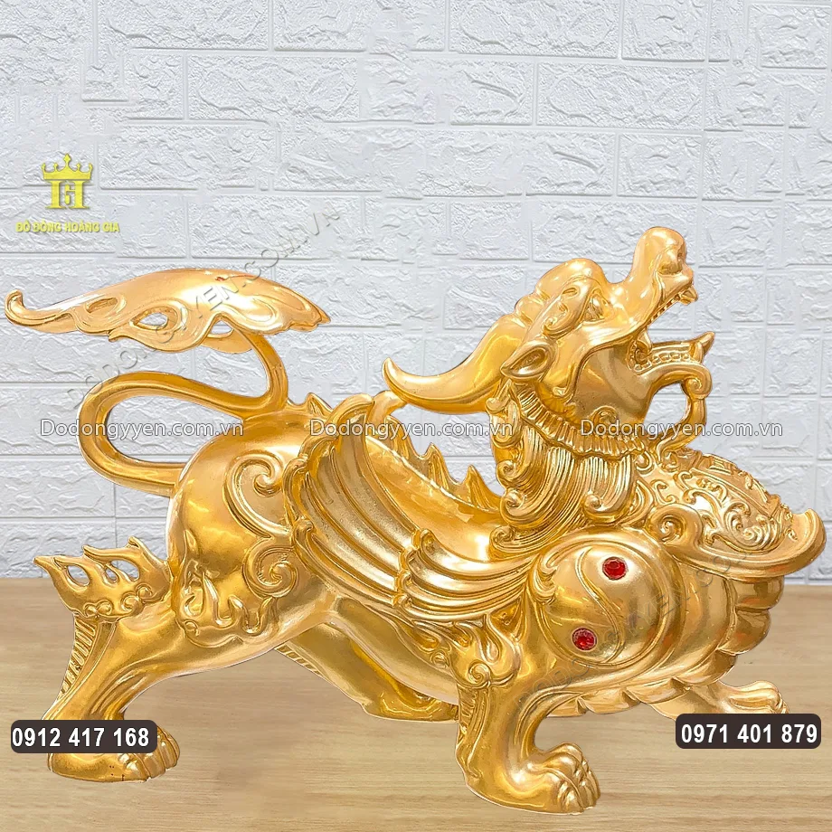 Tỳ Hưu C&aacute;nh Yếm Bằng Đồng D&aacute;t V&agrave;ng 9999