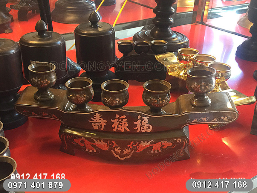 khay 5 ch&eacute;n đồng tam kh&iacute;