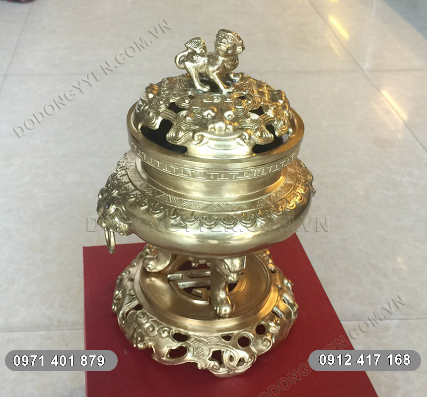 Lư đốt trầm nhỏ mini bằng đồng thau nguyên chất lư đốt trầm nhỏ mini