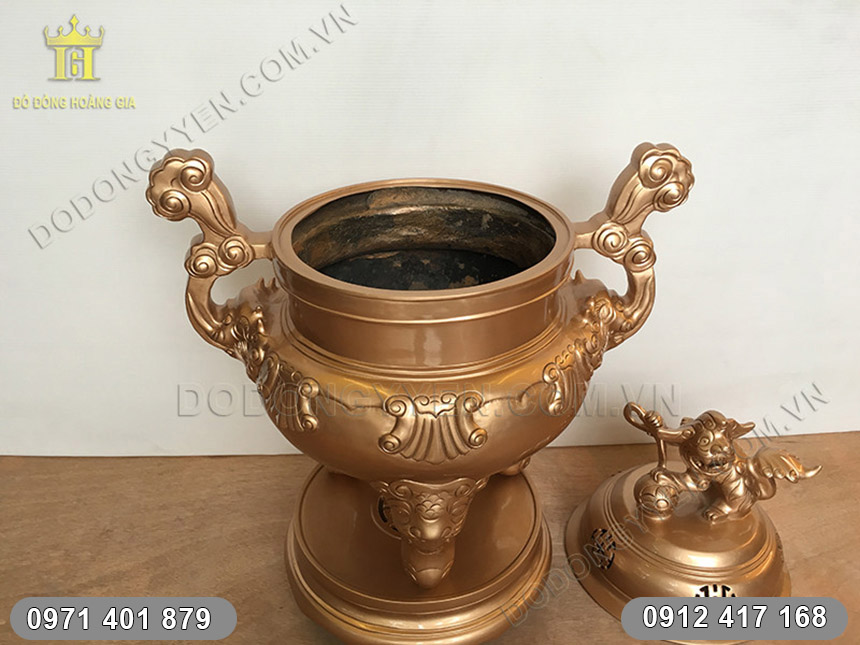 đỉnh đồng đỏ đ&uacute;c mộc 60cm 3