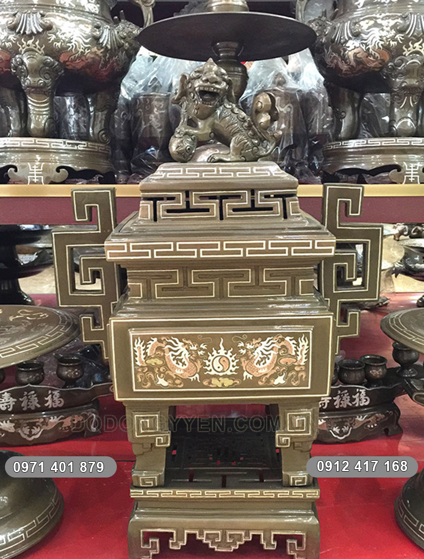 đỉnh đồng thờ cúng vuông đỉnh đồng vuông