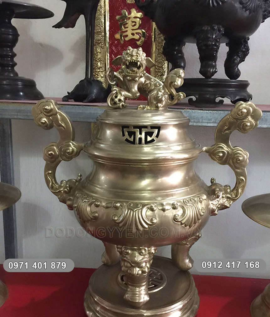 đỉnh thờ gia tiên đồng vàng đỉnh thờ
