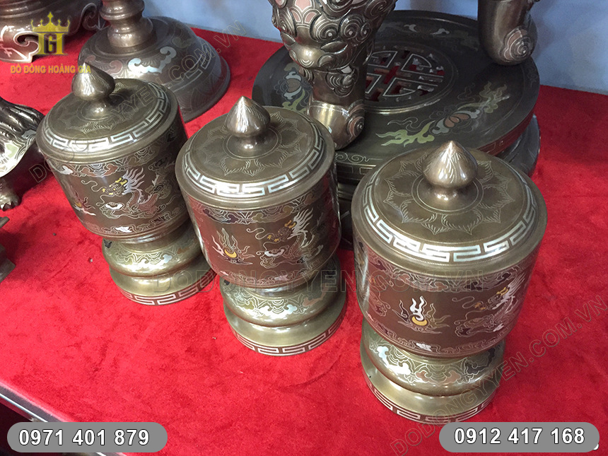 Bộ 3 Đ&agrave;i Thờ Khảm Ngũ Sắc