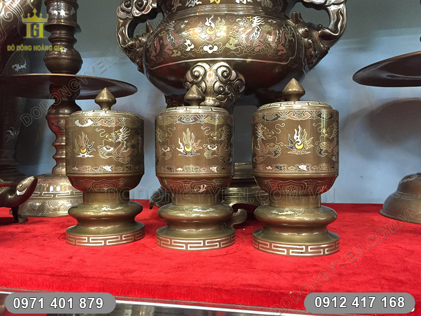 Bộ 3 Đ&agrave;i Thờ Khảm Ngũ Sắc