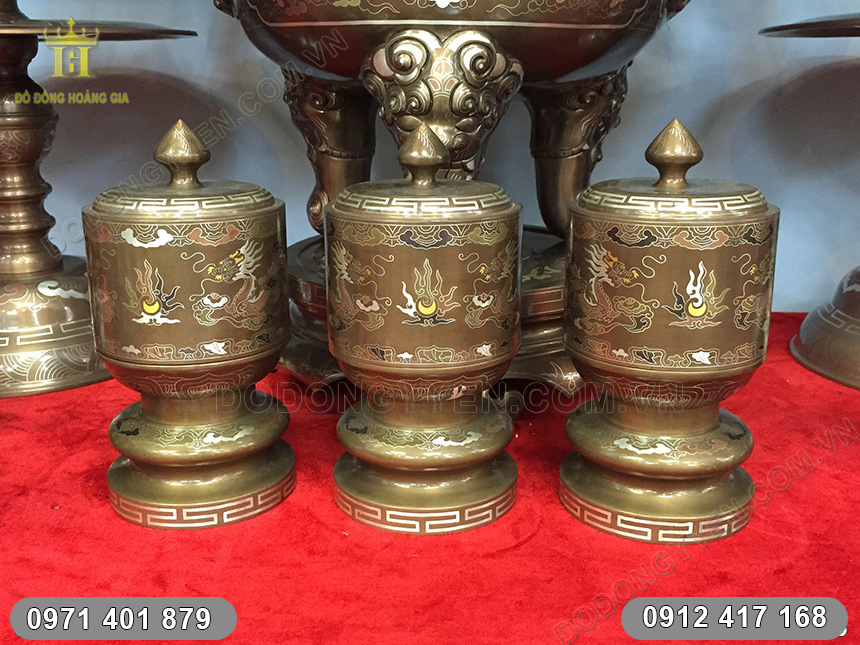 Bộ 3 Đ&agrave;i Thờ Khảm Ngũ Sắc