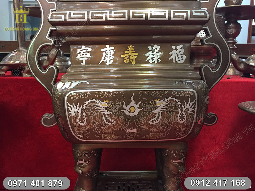 Đỉnh Đồng Vu&ocirc;ng Khảm Ngũ Sắc