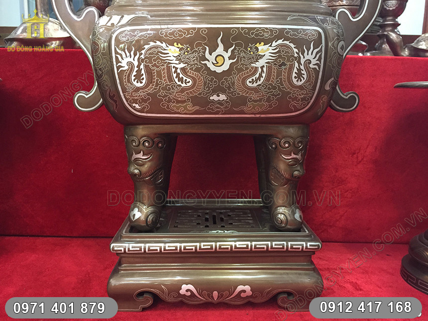 Đỉnh Đồng Vu&ocirc;ng Khảm Ngũ Sắc
