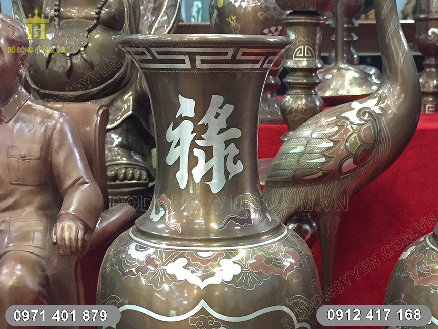 Đ&ocirc;i Lọ Hoa Ph&uacute;c Lộc Khảm Ngũ Sắc