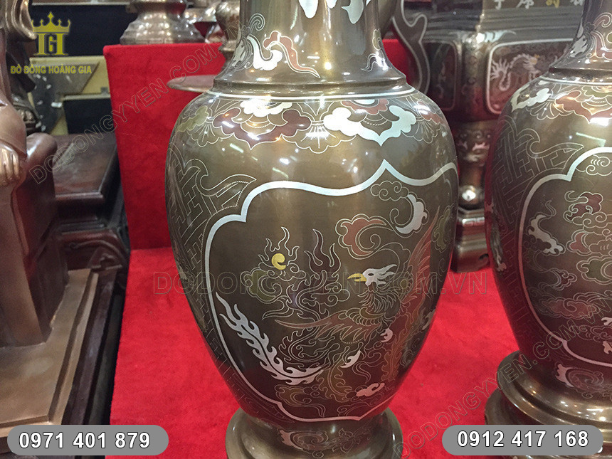 Đ&ocirc;i Lọ Hoa Ph&uacute;c Lộc Khảm Ngũ Sắc