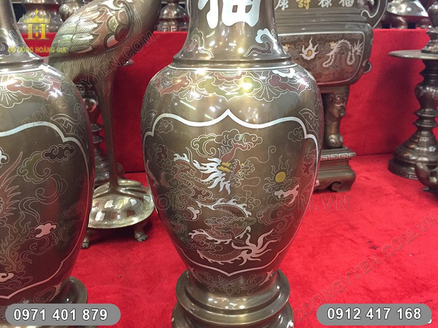 Đ&ocirc;i Lọ Hoa Ph&uacute;c Lộc Khảm Ngũ Sắc