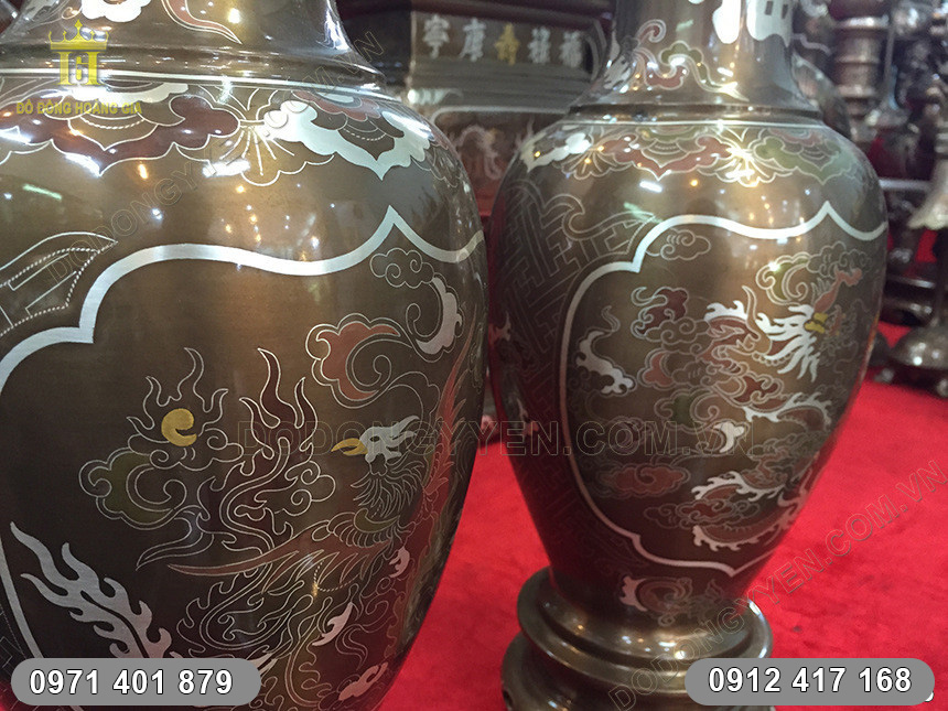 Đ&ocirc;i Lọ Hoa Ph&uacute;c Lộc Khảm Ngũ Sắc