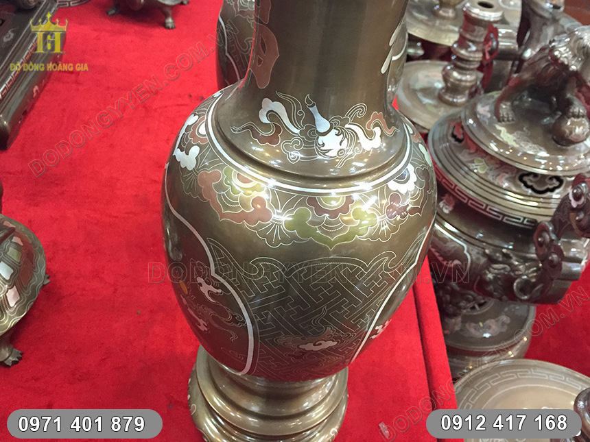 Đ&ocirc;i Lọ Hoa Ph&uacute;c Lộc Khảm Ngũ Sắc