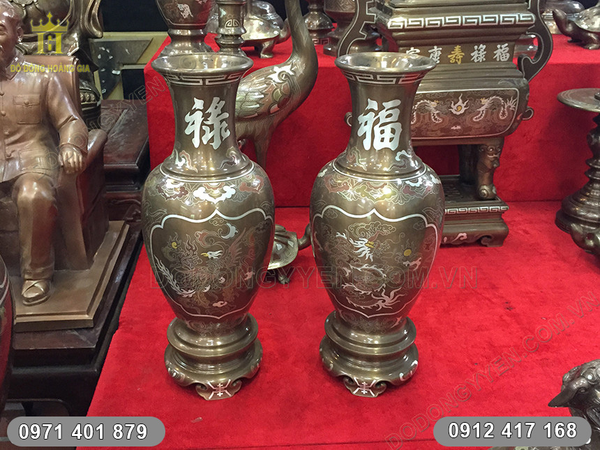 Đ&ocirc;i Lọ Hoa Ph&uacute;c Lộc Khảm Ngũ Sắc