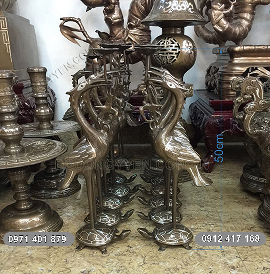 đ&ocirc;i hạc thờ khảm tam kh&iacute;