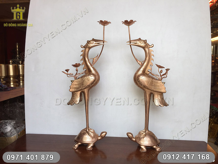 hạc đồng thờ cúng hàng kỹ 70cm hạc đồng thờ cúng hàng kỹ 70cm