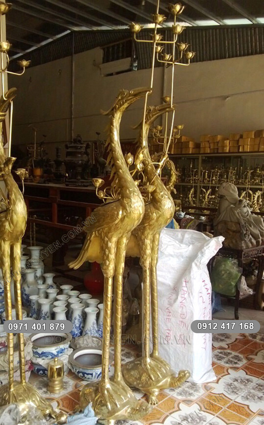 đôi hạc đồng vàng cao 1m7 đôi hạc đồng vàng cao 1m7