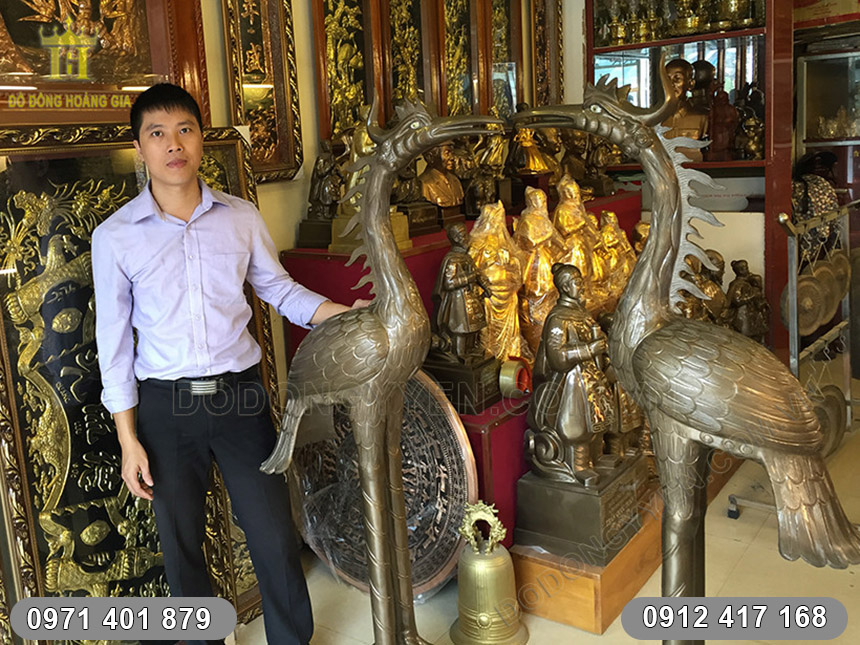 đ&ocirc;i hạc thờ từ đường d&ograve;ng họ