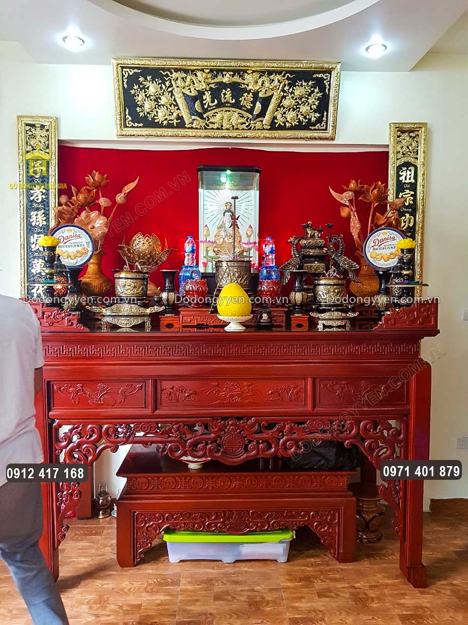 Bộ Ho&agrave;nh Phi C&acirc;u Đối Bằng Đồng V&agrave;ng Nền Đen H&agrave;ng Đặt