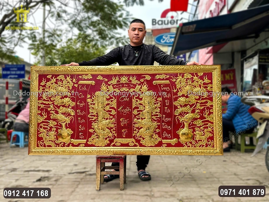 Đại Tự Cửu Huyền Thất Tổ Khung Liền Đồng Mạ Vàng 24K
