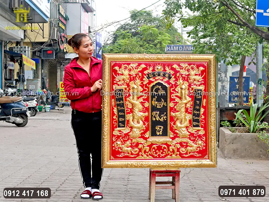 Tấm Liễn Cửu Huyền Thất Tổ Bằng Đồng Mạ V&agrave;ng 24K 1M