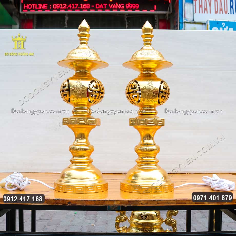 Đ&ocirc;i Đ&egrave;n Thờ C&uacute;ng Bằng Đồng D&aacute;t V&agrave;ng 9999 H&agrave;ng VIP